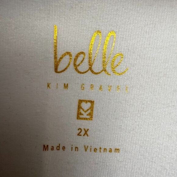 Belle Kim Gravel Blouse Womens 2X Yellow Floral Cotton Modal Plus Size Top - Picture 3 of 5